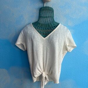 Madewell Cream Short Sleeve Tie-Front Tee